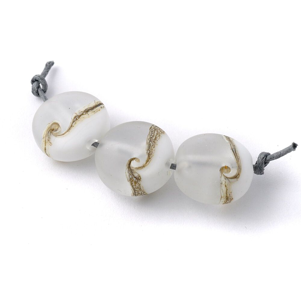 Medium Two Tone Twist Beads in Frosted White