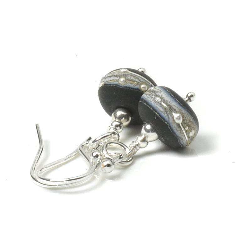 Black Velvet Silvered Glass Drop Earrings