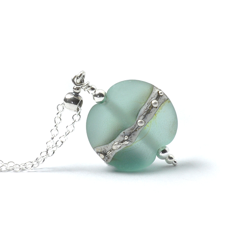 Pale Green Silvered Glass Necklace