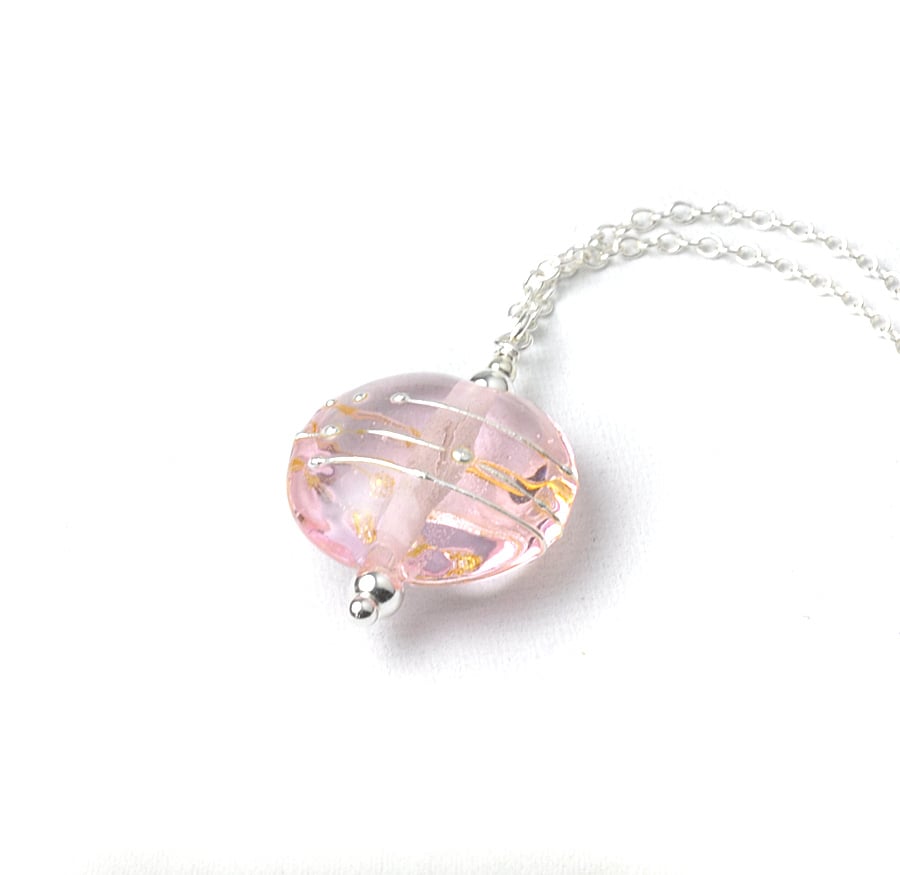 Simplicity Lampwork Glass Necklace - Pale Pink