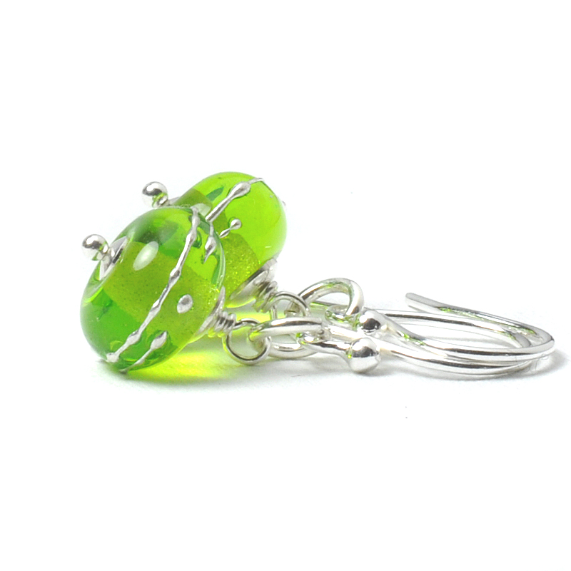 Simplicity Lampwork Glass Earrings - Light Green
