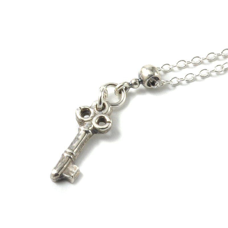 Tiny Silver Key Pendant Necklace