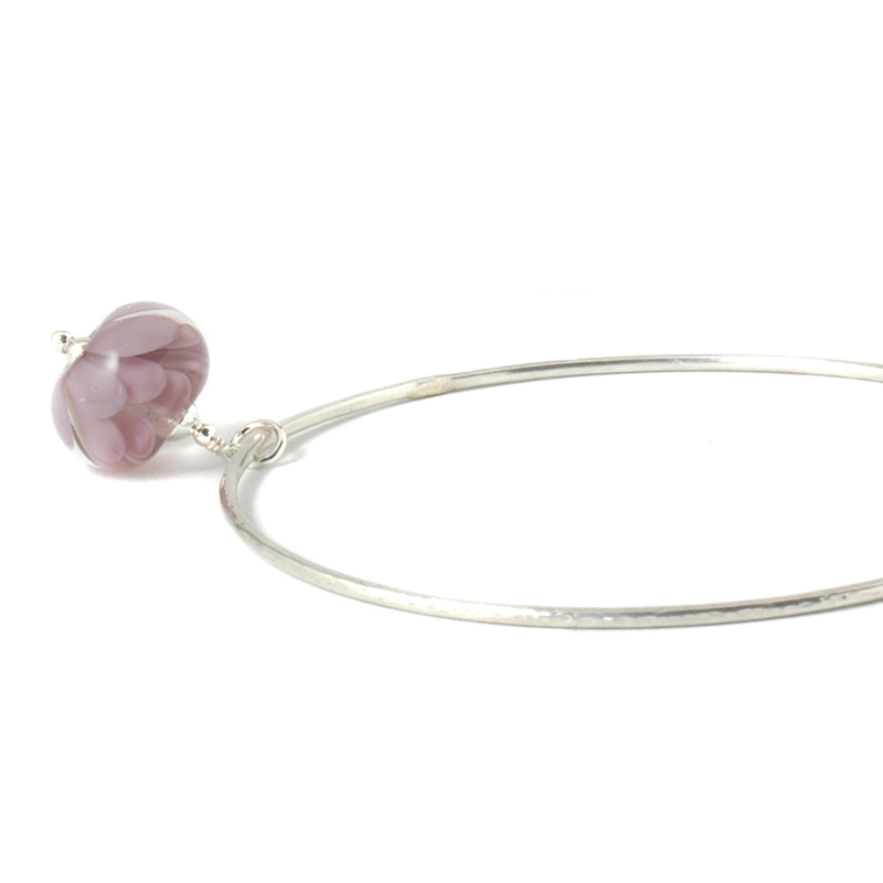 Peony Glass and Sterling Silver Charm Bangle