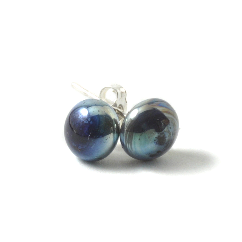 Metallic Glass Stud Earrings