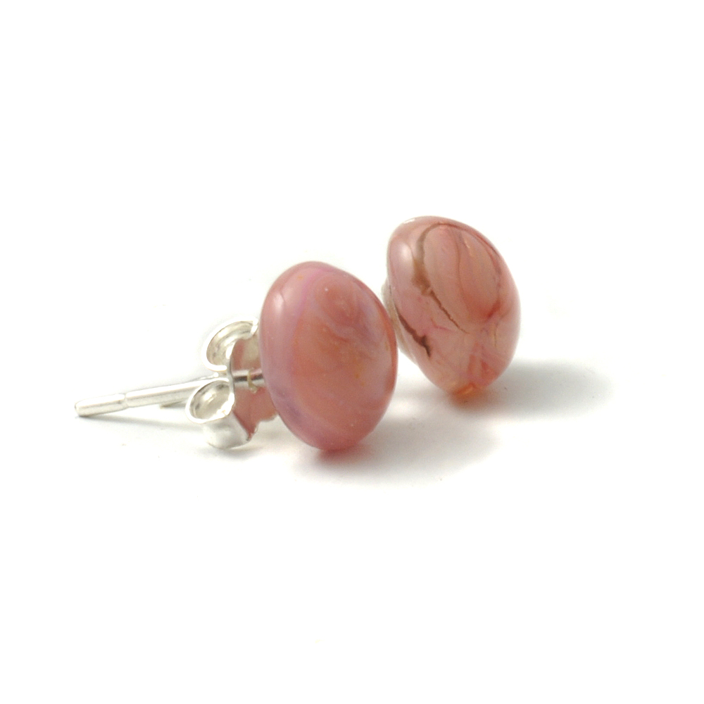 Pink Marble Glass Stud Earrings