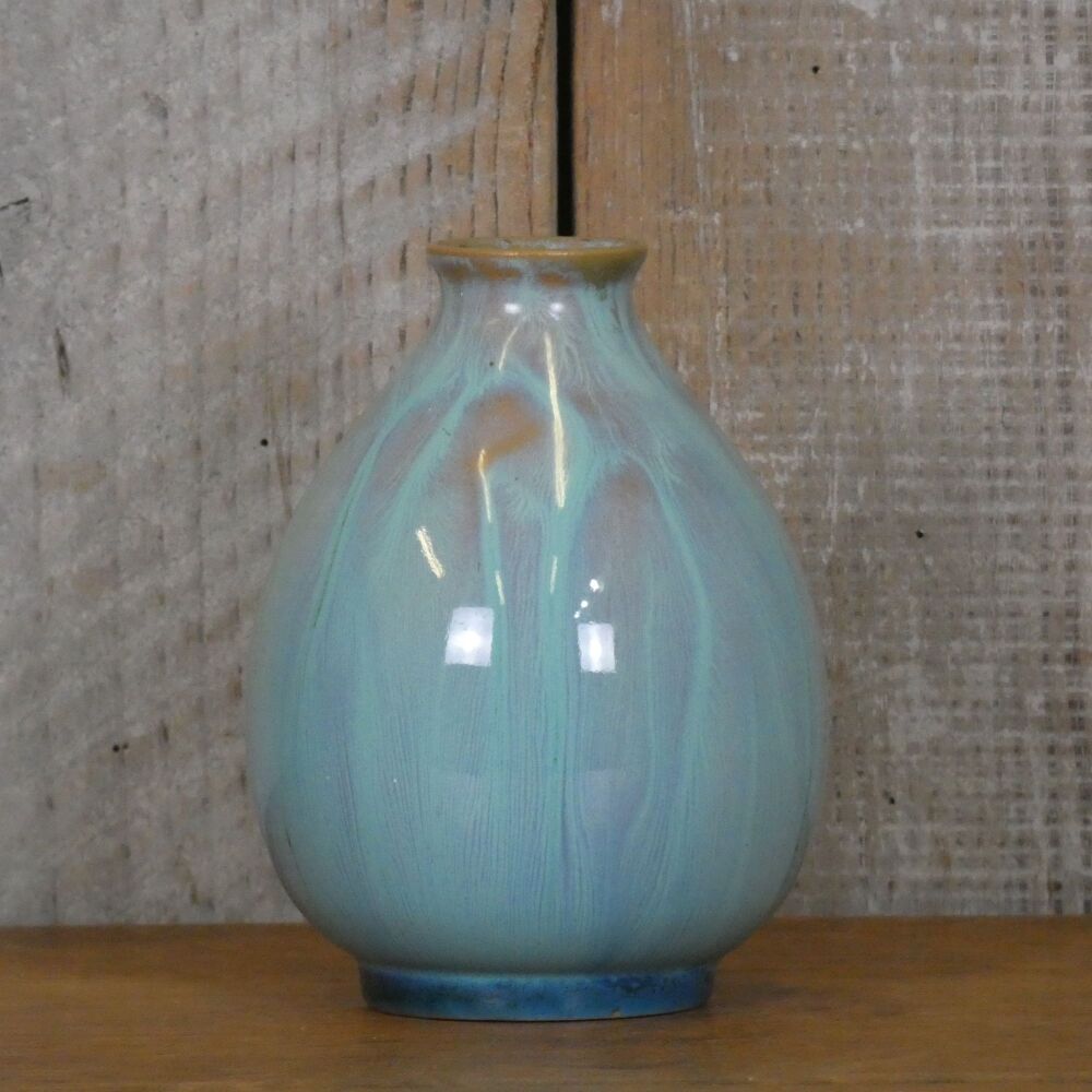 Small Antique Pilkington's Royal Lancastrian Art Pottery Turquoise Streaked