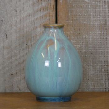 Small Antique Pilkington's Royal Lancastrian Art Pottery Turquoise Streaked Glaze Vase