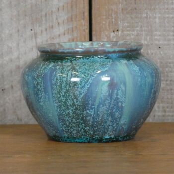 Small Antique Pilkington's Royal Lancastrian Art Pottery Blue Streaked Glaze Vase