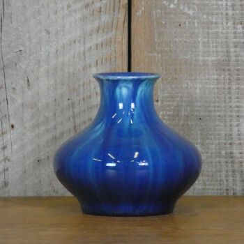 Small Antique Pilkington's Royal Lancastrian Art Pottery Blue Streaked Glaze Vase