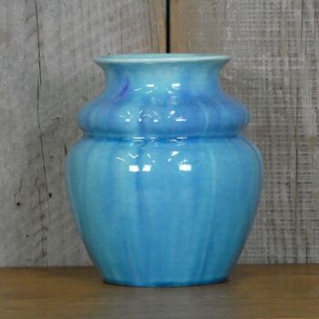 Antique Pilkington's Royal Lancastrian Art Pottery Turquoise Blue Streaked Glazed Vase