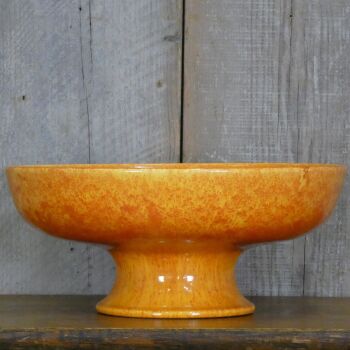 Large Antique Pilkington's Royal Lancastrian Art Pottery Orange Glazed Footed Bowl