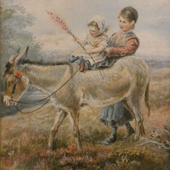 Antique Victorian Watercolour - The Helping Hand