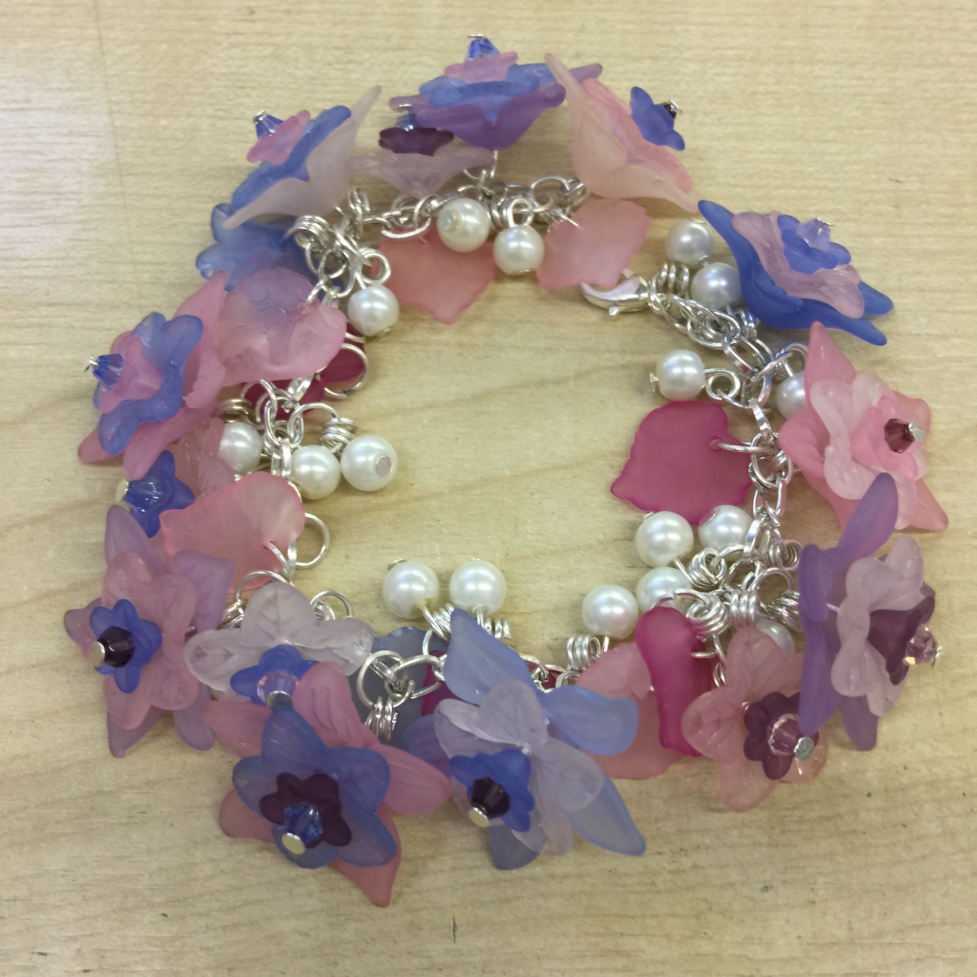 Lucite and pearl bracelet