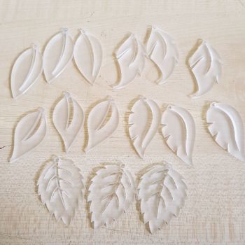 Perspex pendants frosted white leaves