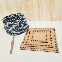 Wooden basket base for crochet - Squares