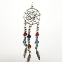 Beaded silver alloy and crystal dream catcher