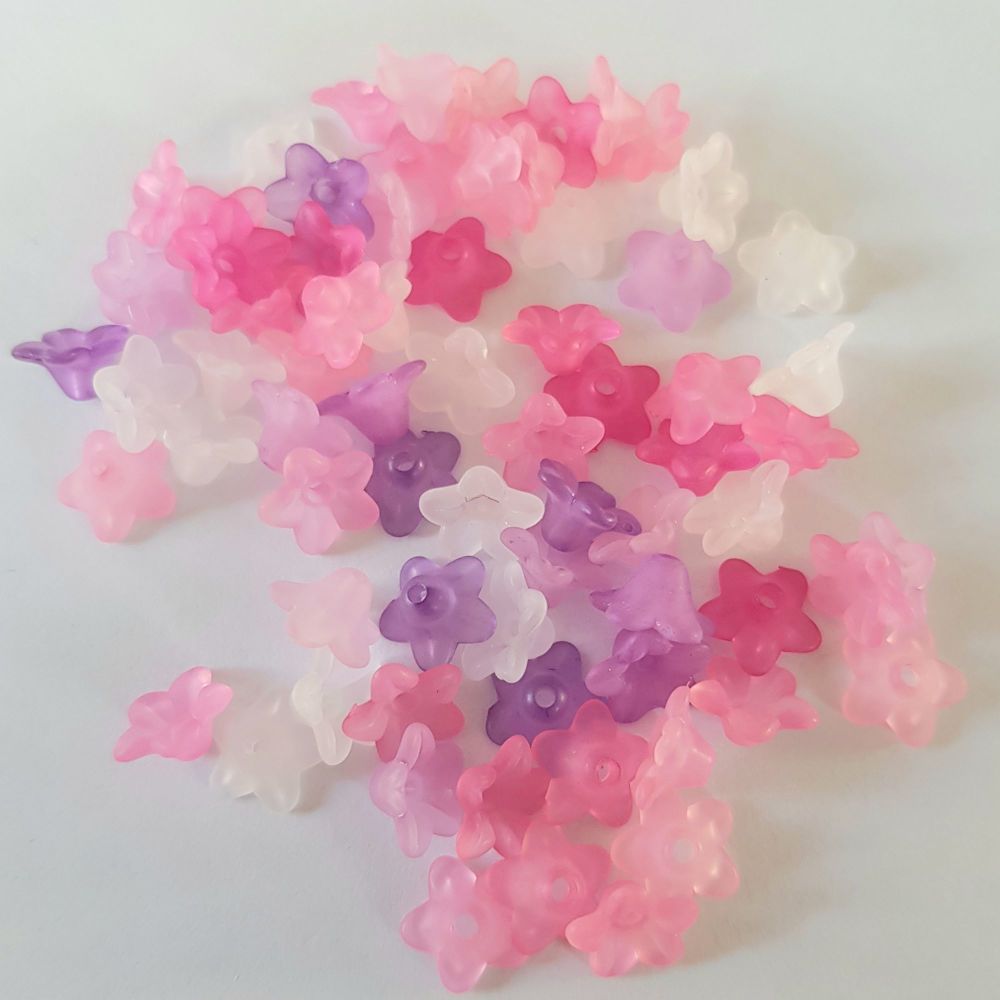 F4 Flowers 'Lucite' Frosted Size 10mm mixed colours