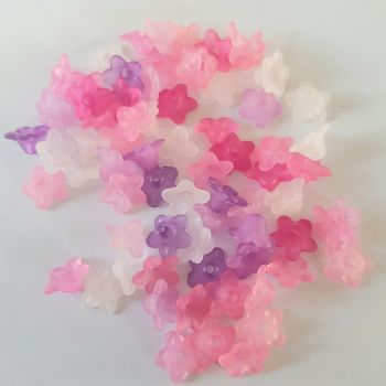 F5 Flowers 'Lucite' Beads, Frosted  Pink mix 10mm