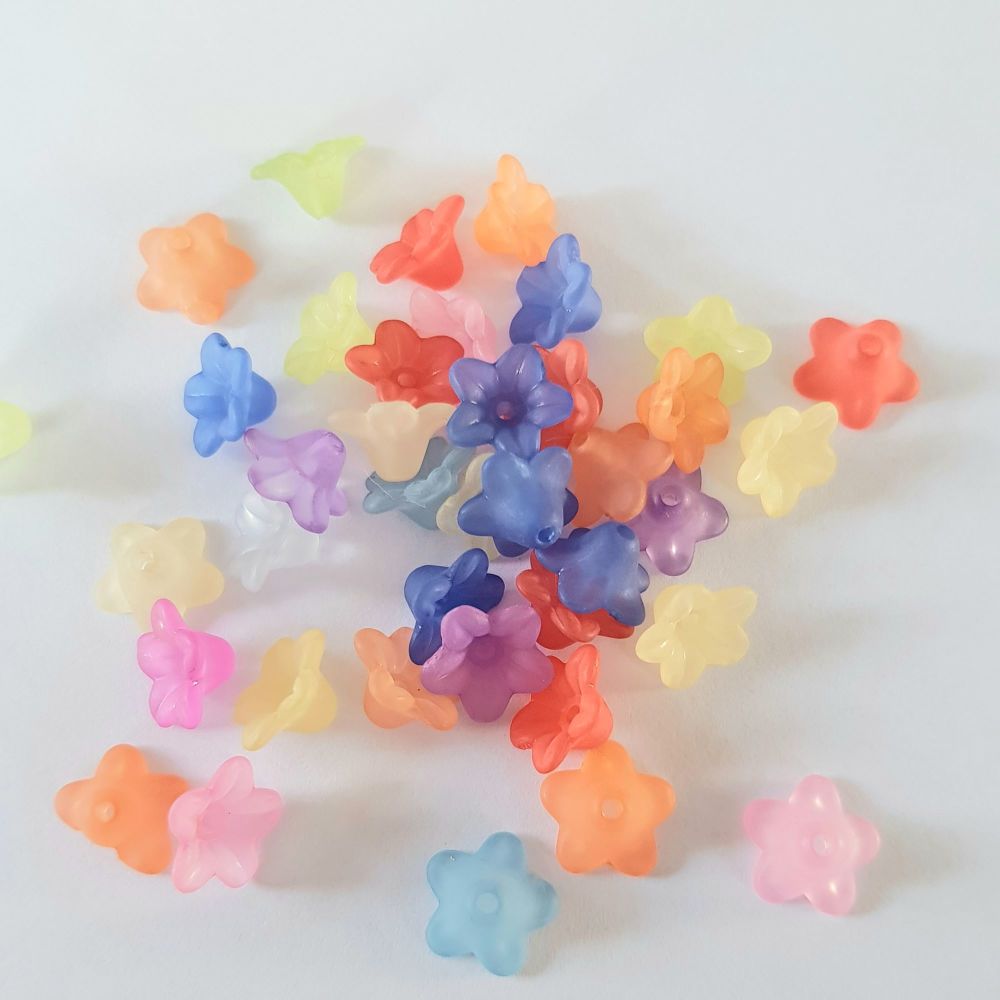 F4 Flowers 'Lucite' Frosted Size 10mm mixed colours