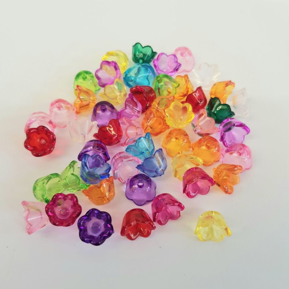 Flowers 50 'Lucite' Acrylic Beads, Frosted mixed