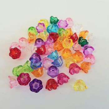 F7 Flowers 50 'Lucite' Acrylic Beads, Frosted mixed