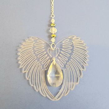 Angel wing and heart suncatcher