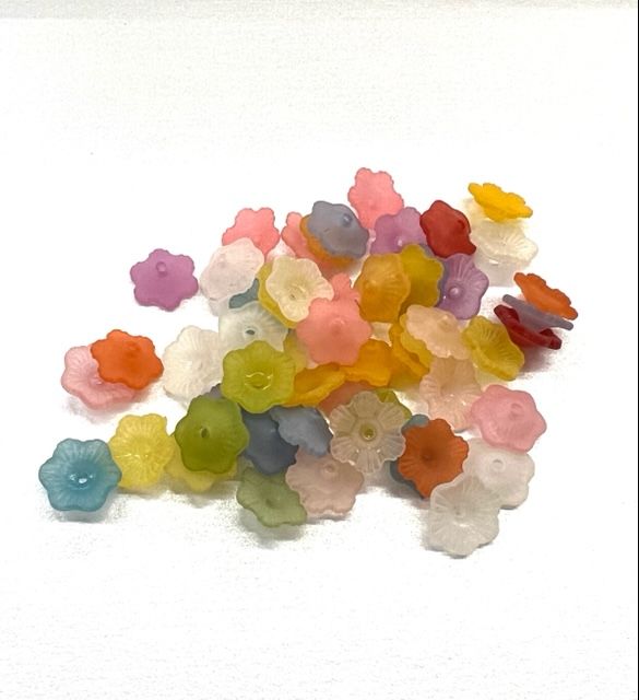 F3 Flowers 'Lucite' Acrylic Beads, Frosted Size 11mm mixed colours 