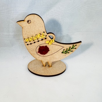 Embroidery on wood Birdy