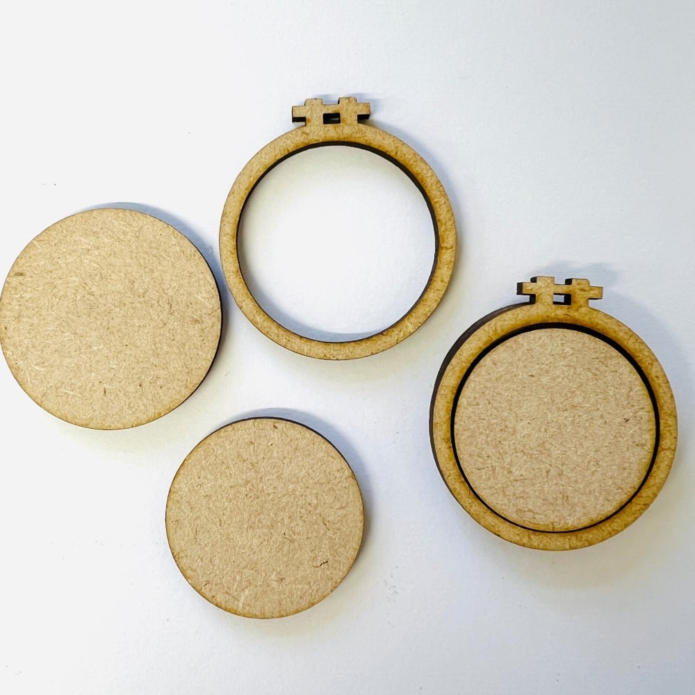 Mini circle hoop embroidery, cross stitch pendants