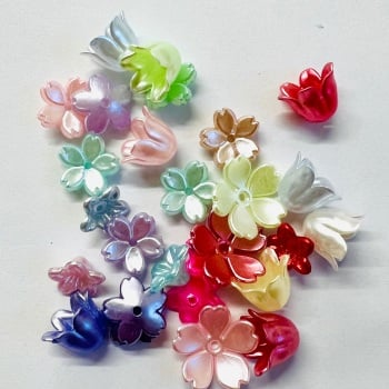 F6 flower beads imitation pearl 10mm mixed colours