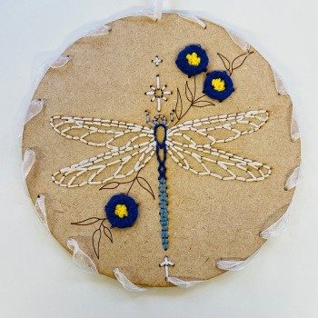 Dragonfly Embroidery on Wood