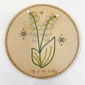 Lily of the Valley Embroidery on Wood