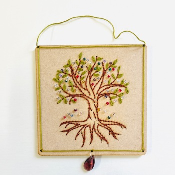Tree of Life Embroidery on Wood