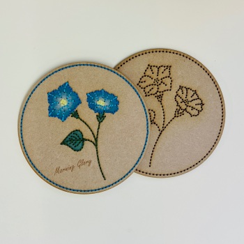 Morning Glory  Embroidery on Wood