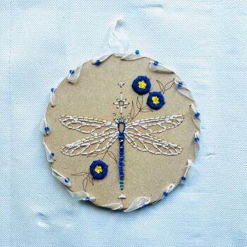 Dragonfly Embroidery on Wood