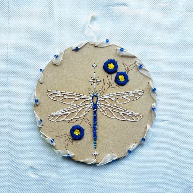 Dragonfly Embroidery on Wood