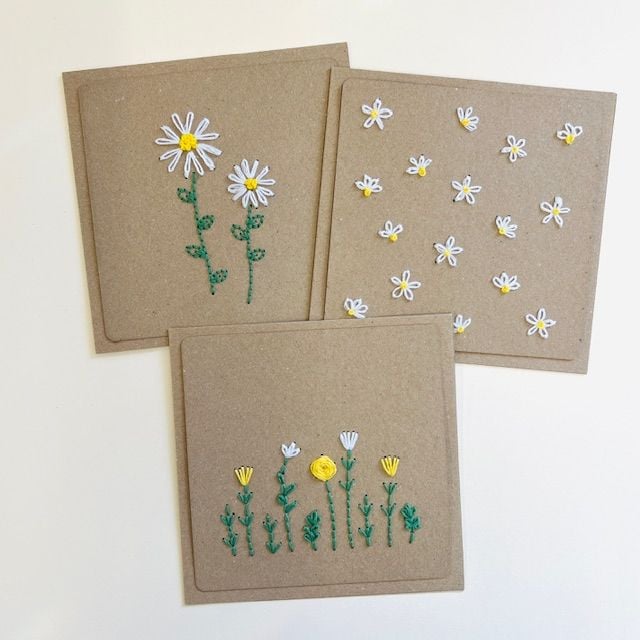 Flowers Embroidery on card