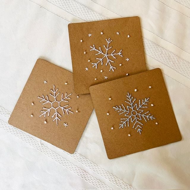 Snowflakes Embroidery on Cards