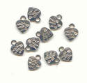 Tibetan silver heart charms 'made with love' 12.5mm 