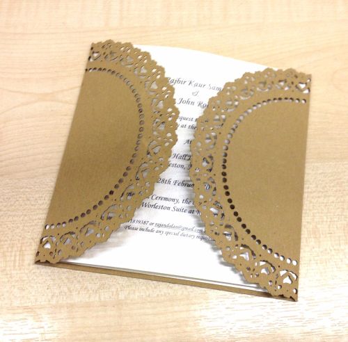 Doily 1 Laser cut invitation in Kraft Card