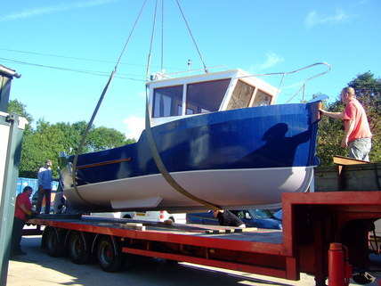 life boat finished on lorry ready to go