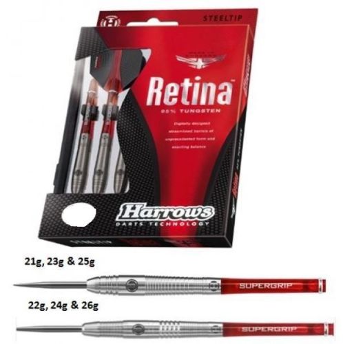 Harrows Retina 95% tungsten darts Steel Tip Darts 24 grms 