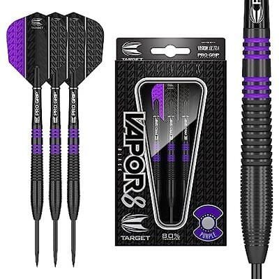 Target Darts Vapor 8 Black Purple 21GRAM Steel Tip Darts Set