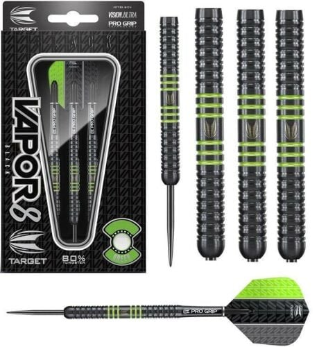 Target Darts Vapor 8 Black GREEN 23GRAM Steel Tip Darts Set