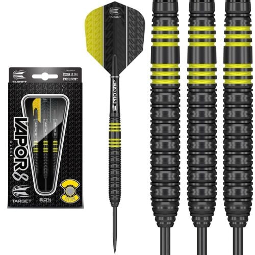 Target Darts Vapor 8 Black YELLOW 22GRAM Steel Tip Darts Set