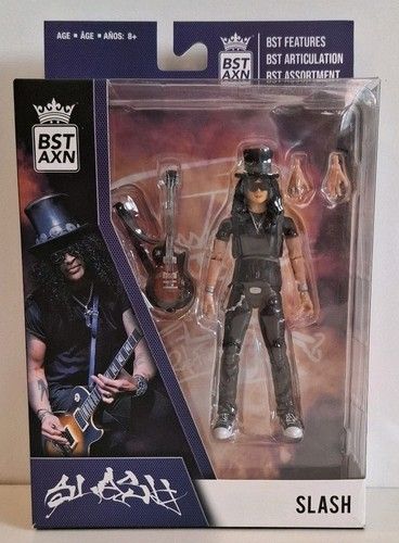 BST AXN Slash Loyal Subjects Action Figure new Guns N' Roses Wooden guitar