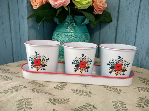 Fleurie herb pots with tray
