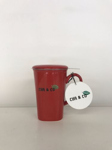 Ceramic mug with infuser - Red