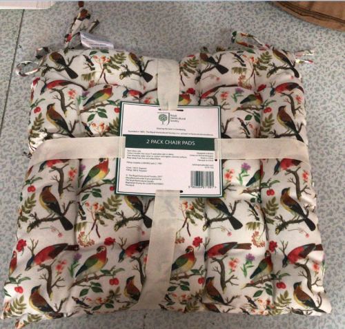 Set of 2 Outdoor Chair Pads - Botanical Birds - RHS Royal Horticultural Society