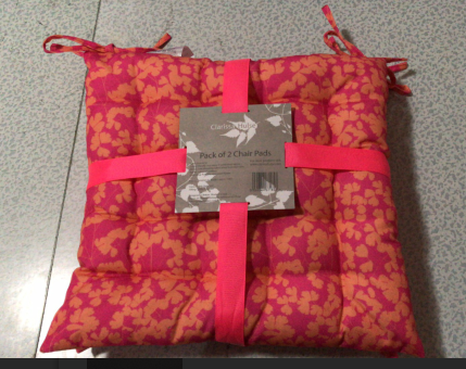 Set of 2 Outdoor Seat Pads - Clarissa Hulse - Cloverfield Neon Orange.